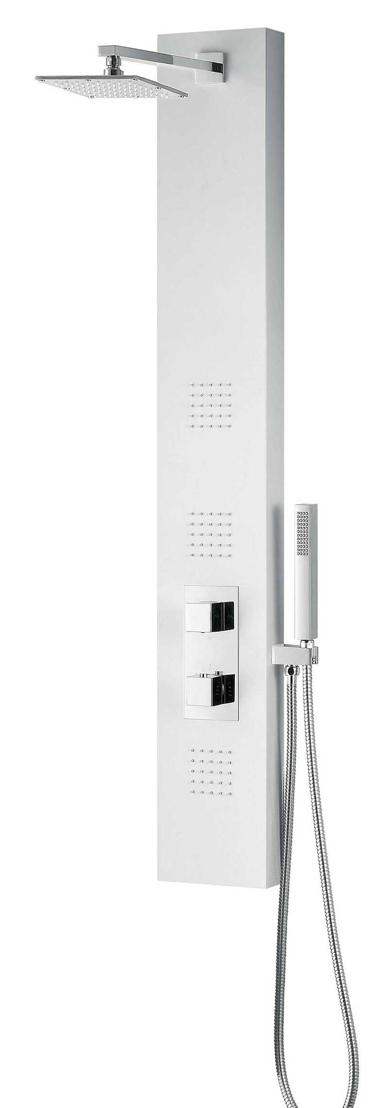 Anzzi VEGA Series 56 in. Full Body Shower Panel System with Heavy Rain Shower and Spray Wand in White