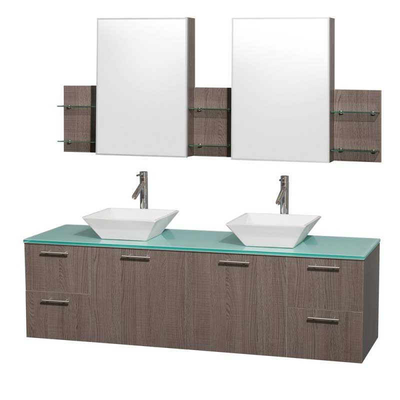 Wyndham Collection Amare 72" Wall-Mounted Double Bathroom Vanity Set with Vessel Sinks - Gray Oak WC-R4100-72-GROAK-DBL 2