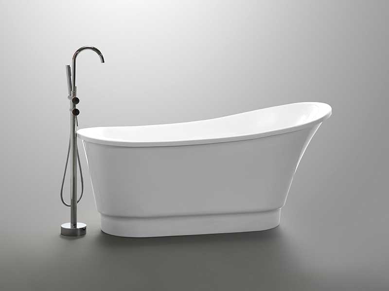 Anzzi Prima 67 in. Acrylic Flatbottom Non-Whirlpool Bathtub in White FT-AZ095 4