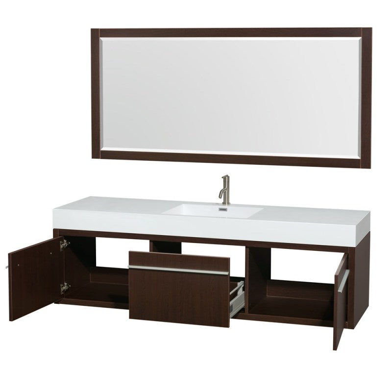 Wyndham Collection Axa 72" Single Bathroom Vanity in Espresso, Acrylic Resin Countertop, Integrated Sink, and 70" Mirror WCR430072SESARINTM70 2