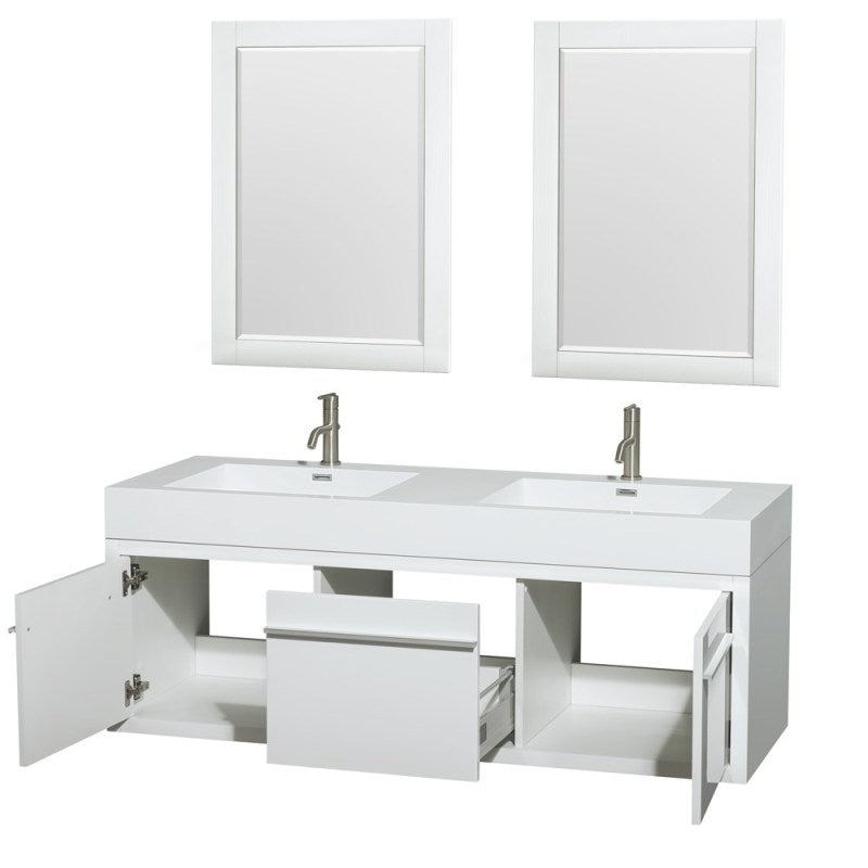 Wyndham Collection Axa 60" Wall-Mounted Double Bathroom Vanity Set With Integrated Sinks - Glossy White WC-R4300-60-VAN-WHT 4