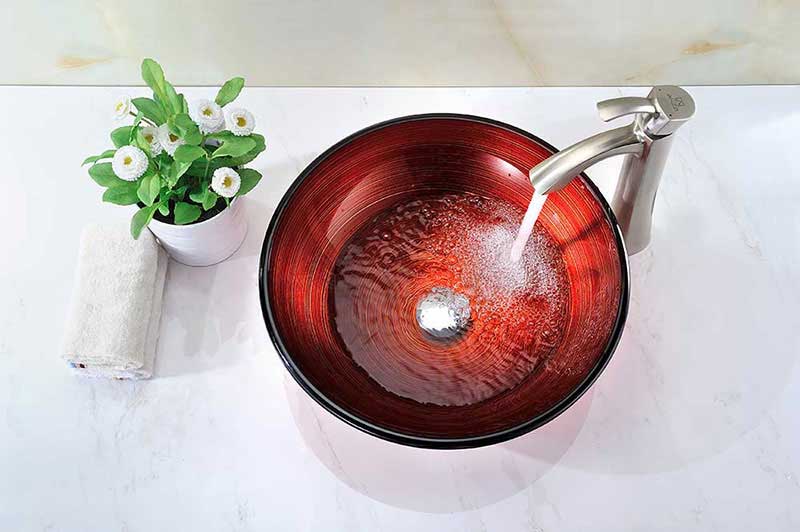 Anzzi Echo Series Deco-Glass Vessel Sink in Lustrous Red 5