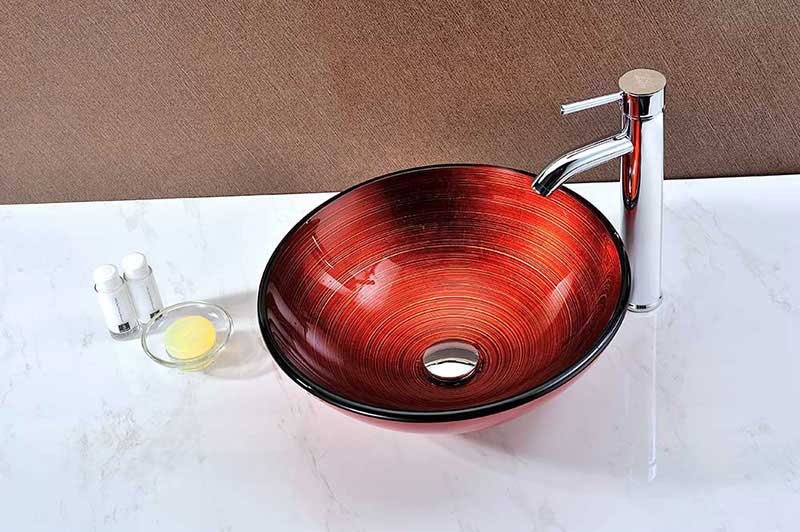 Anzzi Echo Series Deco-Glass Vessel Sink in Lustrous Red 4