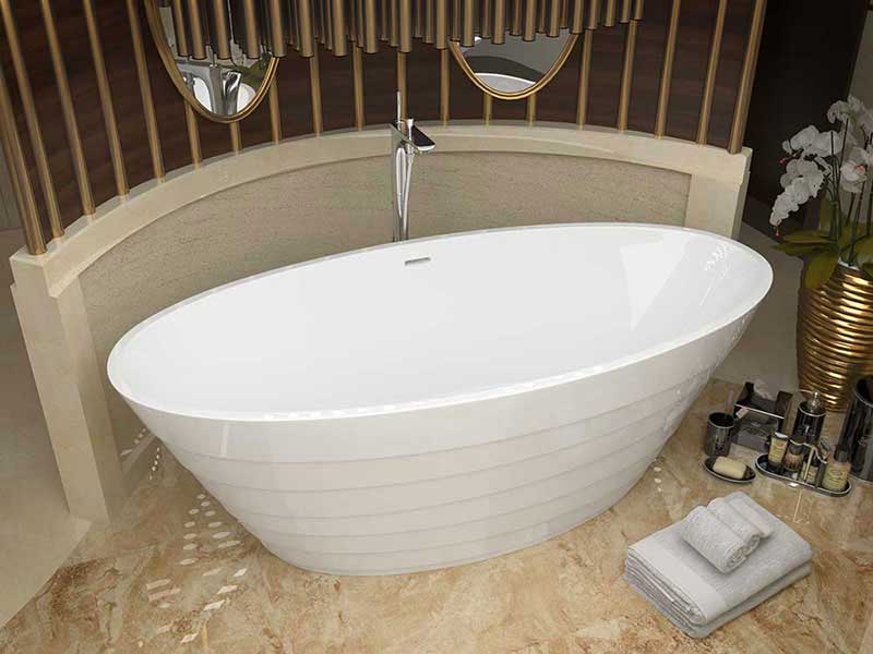Anzzi Nimbus 66.75 in. One Piece Acrylic Freestanding Bathtub in Glossy White 2
