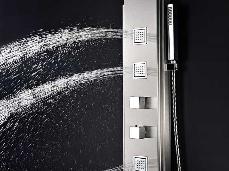 Anzzi VISOR Series 60 in. Full Body Shower Panel System with Heavy Rain Shower and Spray Wand in Brushed Steel 3