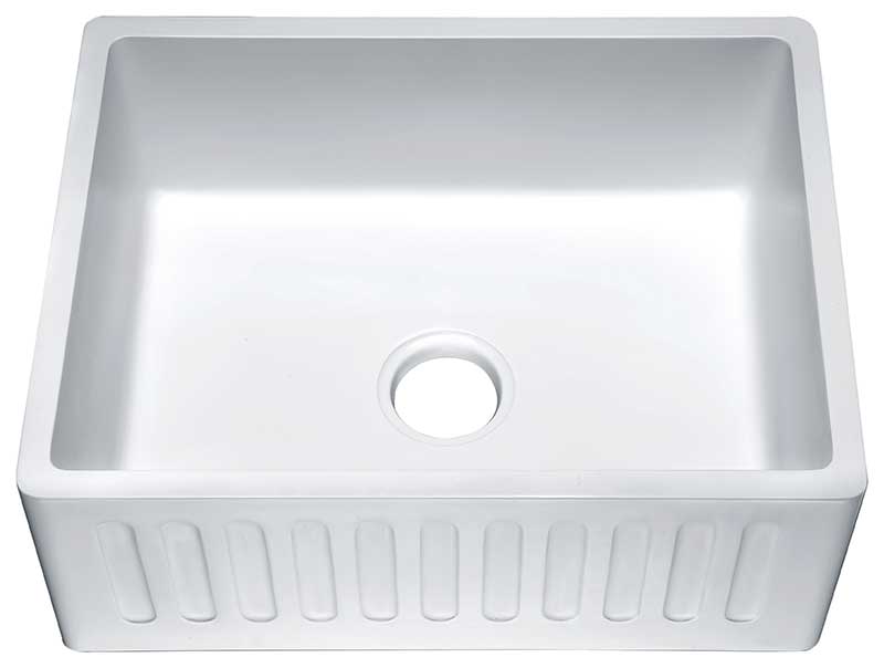 Anzzi Roine Farmhouse Reversible Glossy Solid Surface 24 in. Single Basin Kitchen Sink in White K-AZ222-1A