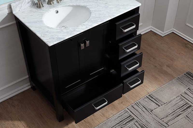 Anzzi Chateau 36 in. W x 22 in. D Vanity in Espresso with Marble Vanity Top in Carrara White with White Basin and Mirror 5