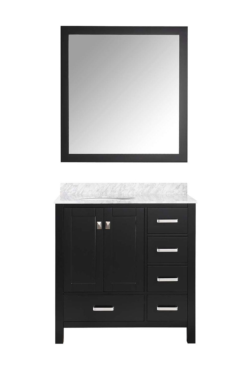 Anzzi Chateau 36 in. W x 22 in. D Vanity in Espresso with Marble Vanity Top in Carrara White with White Basin and Mirror 13