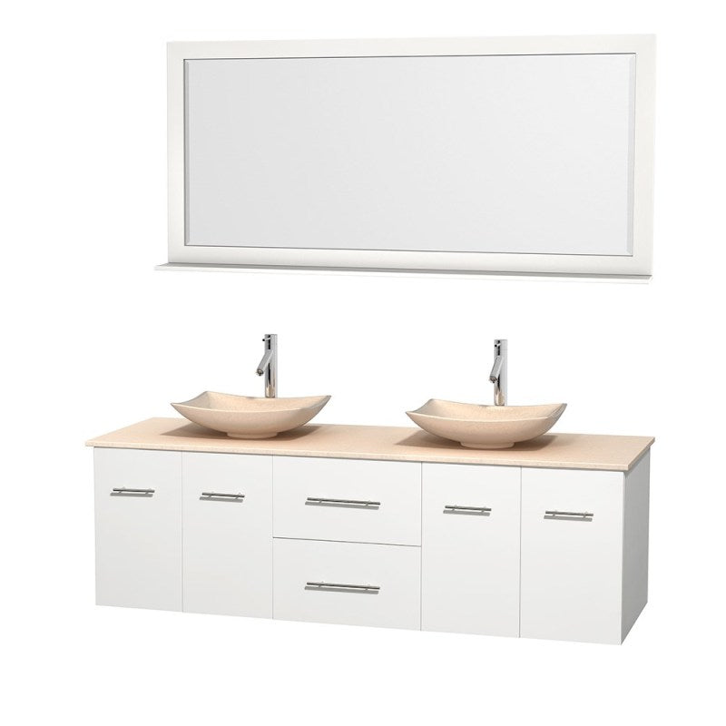 Wyndham Collection Centra 72" Double Bathroom Vanity Set for Vessel Sinks - Matte White WC-WHE009-72-DBL-VAN-WHT