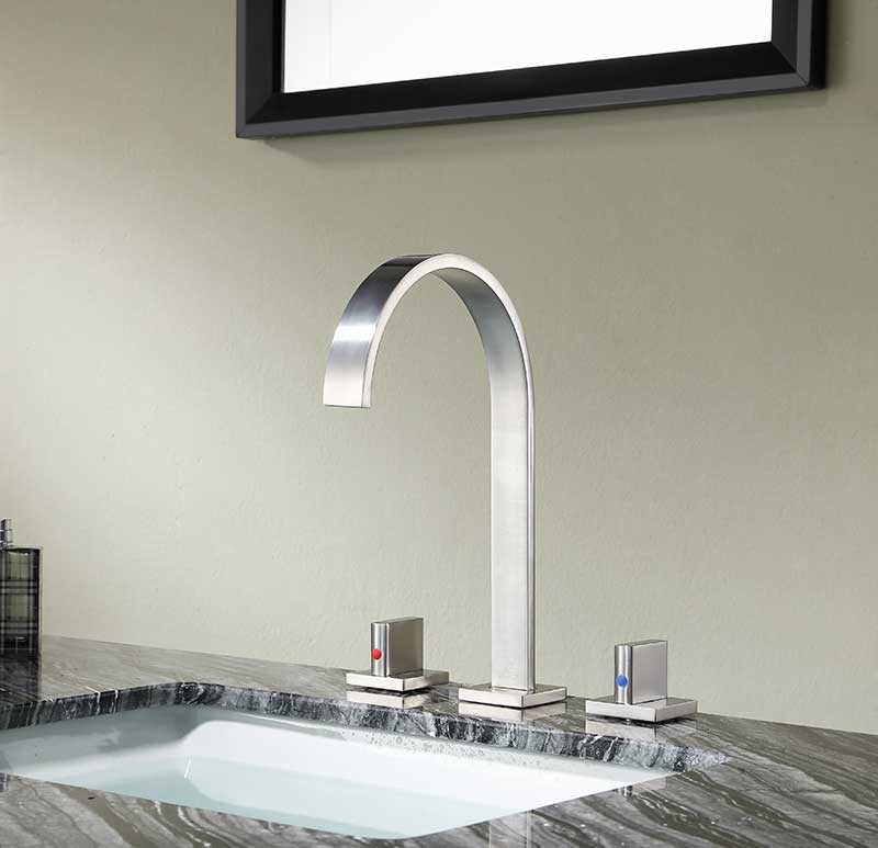 Anzzi Sabre 8 in. Widespread 2-Handle Bathroom Faucet in Brushed Nickel L-AZ183BN 4