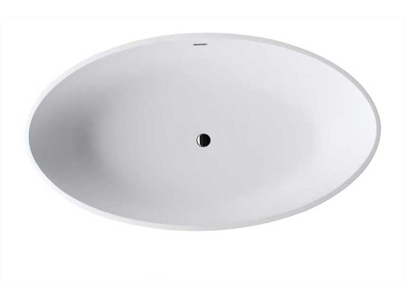 Anzzi Cestino 5.5 ft. Man-Made Stone Freestanding Non-Whirlpool Bathtub in Matte White and Sol Series Faucet in Chrome 3