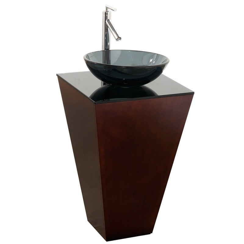 Wyndham Collection Esprit Bathroom Pedestal Vanity Set - Espresso w/ Smoke Glass Vessel Sink WSCS00420SESSGB15M20