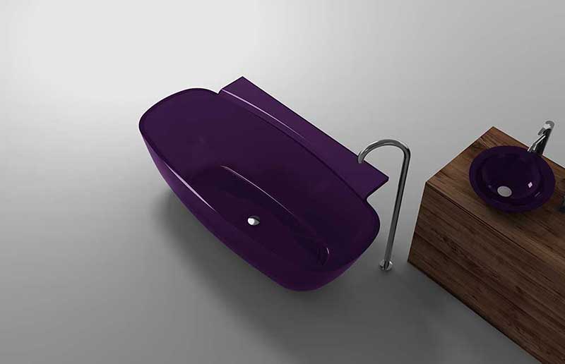 Anzzi Vida 5.2 ft. Man-Made Stone Freestanding Non-Whirlpool Bathtub in Evening Violet and Sens Series Faucet in Chrome 4