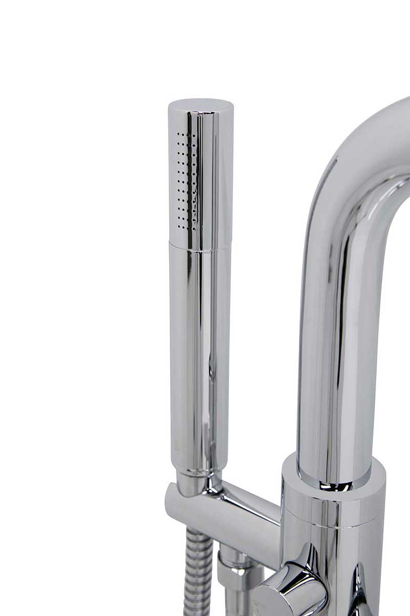 Anzzi Sens Series 2-Handle Freestanding Claw Foot Tub Faucet with Hand shower in Polished Chrome 9