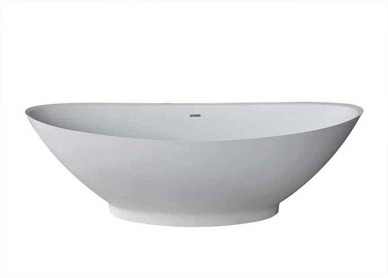 Anzzi Ala 6.2 ft. Man-Made Stone Freestanding Non-Whirlpool Bathtub in Matte White and Kase Series Faucet in Chrome 4