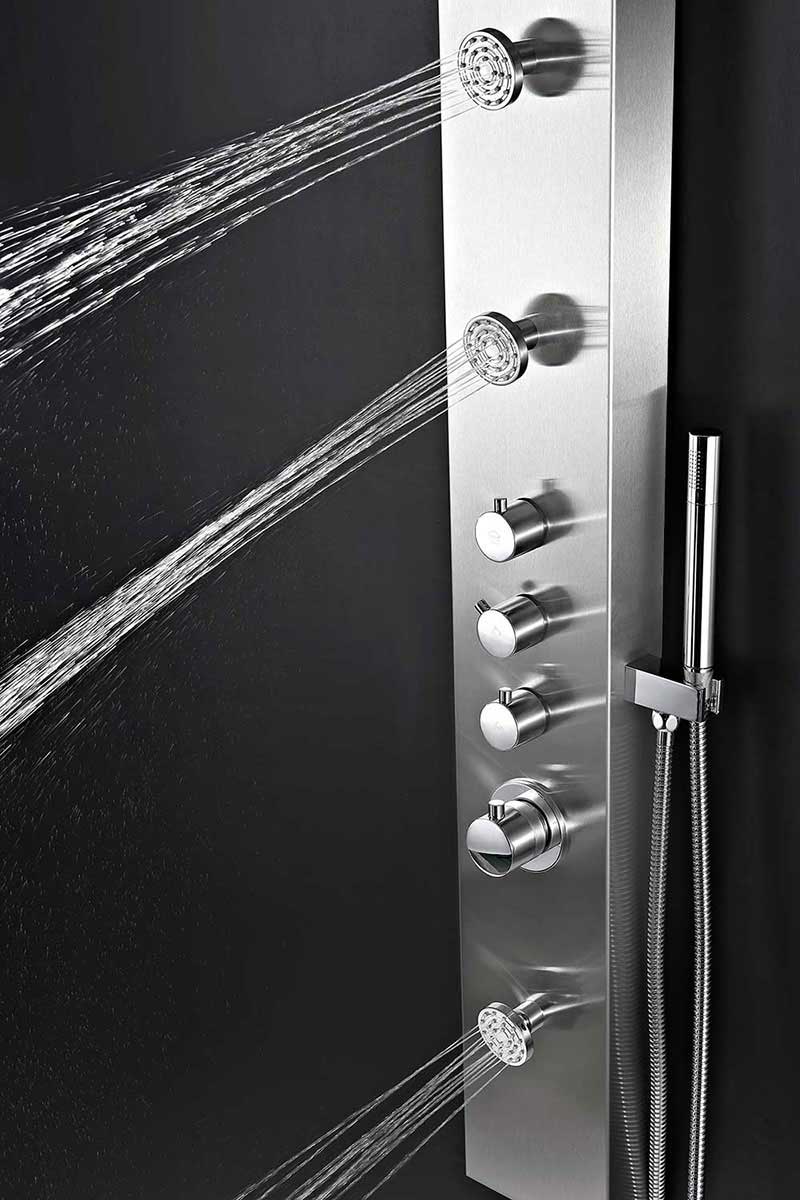 Anzzi STARLET Series 64 in. Full Body Shower Panel System with Heavy Rain Shower and Spray Wand in Brushed Steel 9