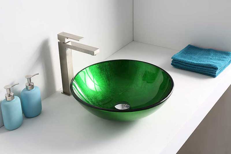 Anzzi Melody Series Deco-Glass Vessel Sink in Lustrous Green Finish 5