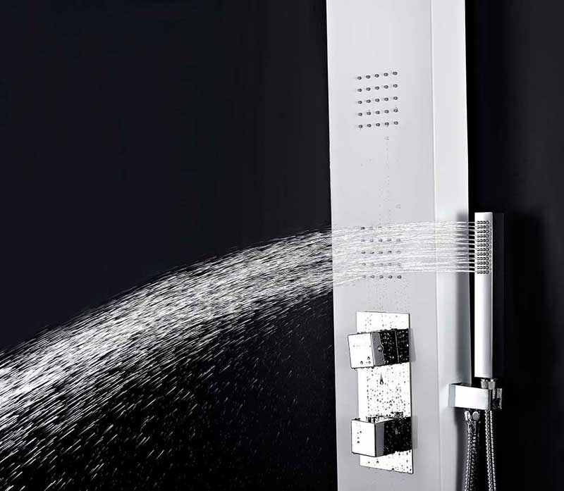 Anzzi VEGA Series 56 in. Full Body Shower Panel System with Heavy Rain Shower and Spray Wand in White 8