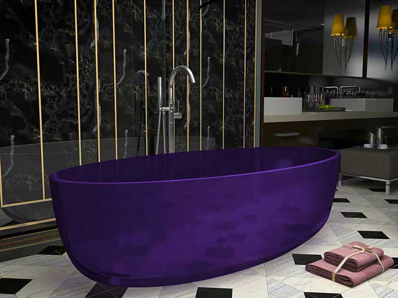 Opal 67 in. One Piece Anzzi Stone Freestanding Bathtub in Translucent Evening Violet 2