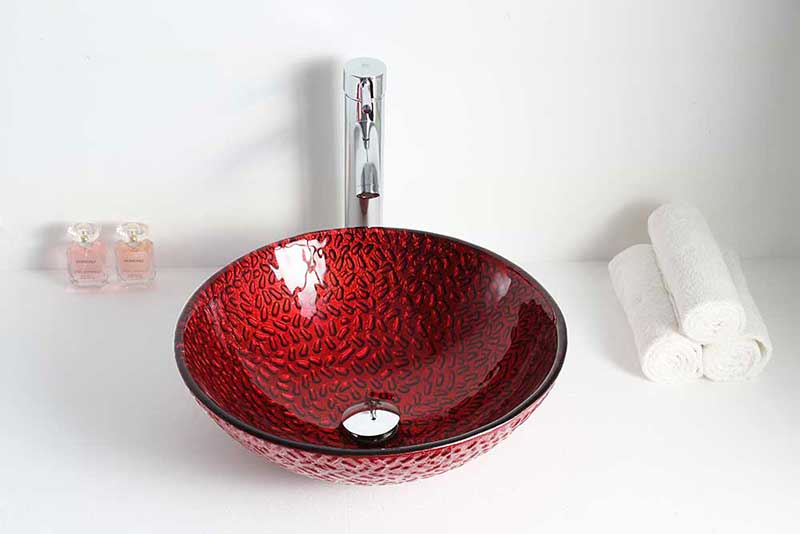 Anzzi Rhythm Series Deco-Glass Vessel Sink in Lustrous Red Finish 4