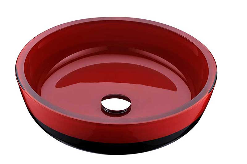 Anzzi Schnell Series Deco-Glass Vessel Sink in Lustrous Red and Black with Key Faucet in Brushed Nickel 2