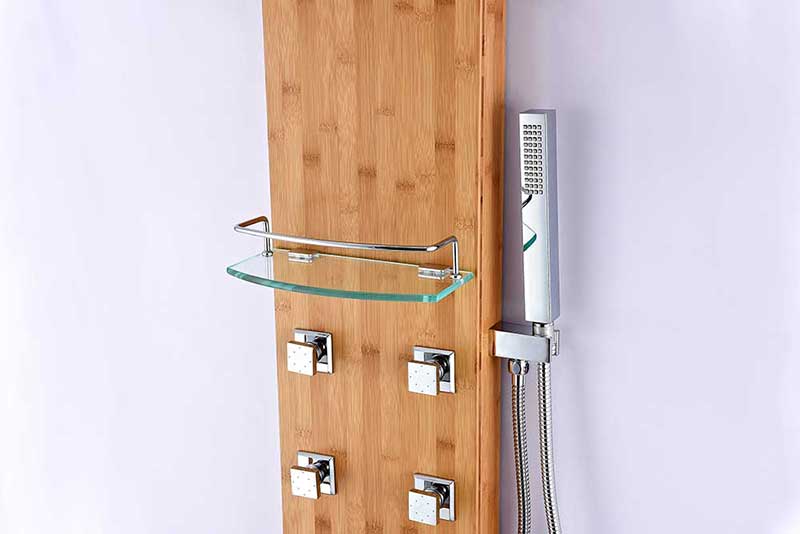 Anzzi CRANE Series 60 in. Full Body Shower Panel System with Heavy Rain Shower and Spray Wand in Natural Bamboo 4