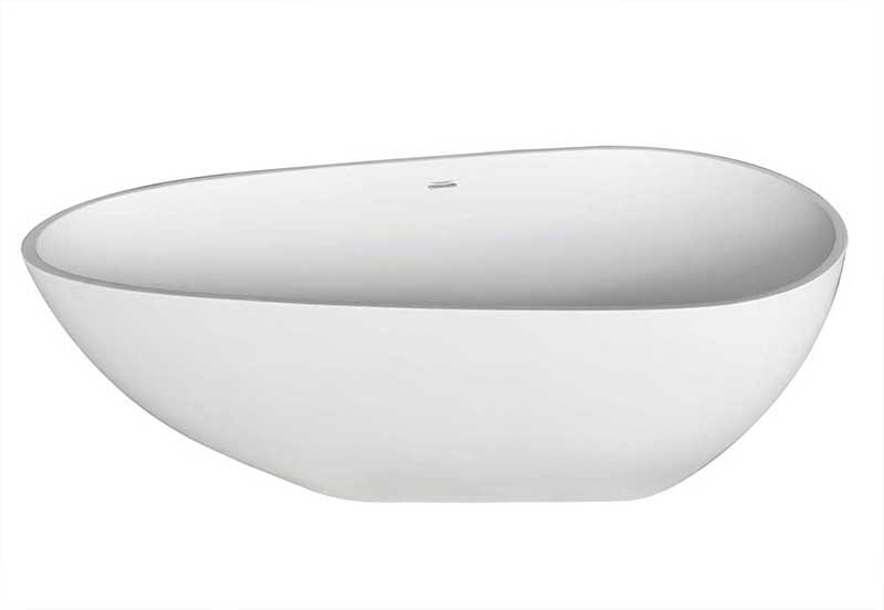 Anzzi Fiume 5.6 ft. Man-Made Stone Freestanding Non-Whirlpool Bathtub in Matte White and Sens Series Faucet in Chrome 4