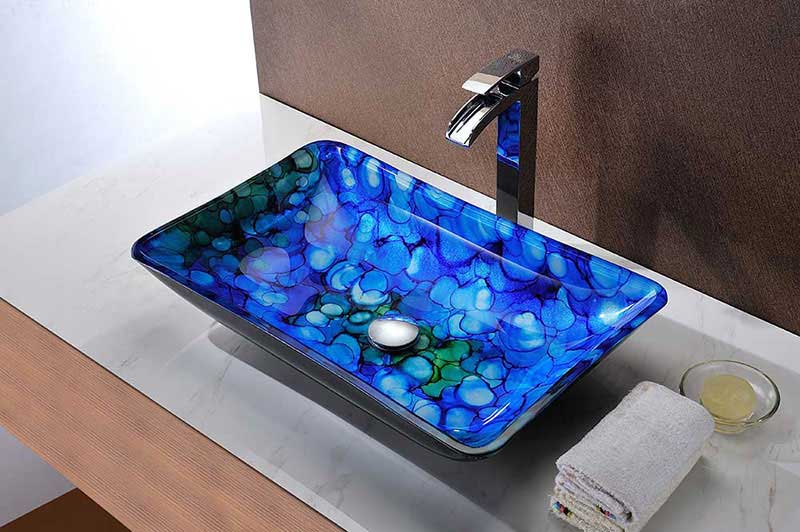 Anzzi Voce Series Deco-Glass Vessel Sink in Lustrous Blue 8