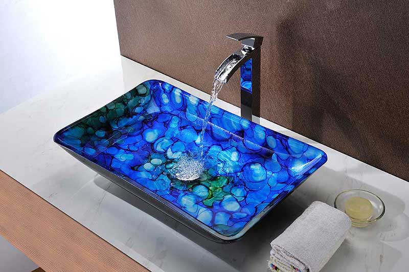 Anzzi Voce Series Deco-Glass Vessel Sink in Lustrous Blue 9