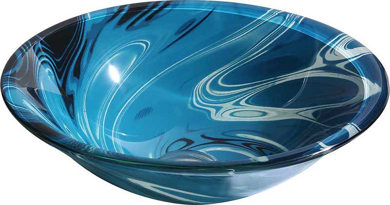 Anzzi Symphony Series Deco-Glass Vessel Sink in Lustrous Dark Blue Finish with Fann Faucet in Chrome 2