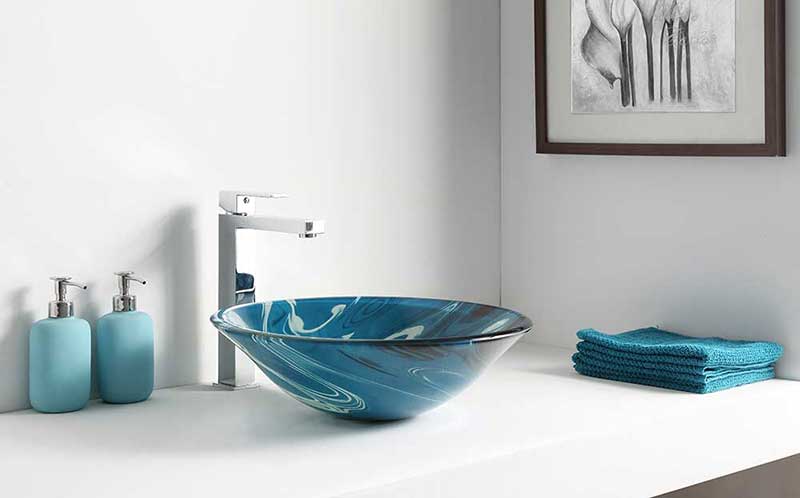 Anzzi Symphony Series Deco-Glass Vessel Sink in Lustrous Dark Blue Finish 3