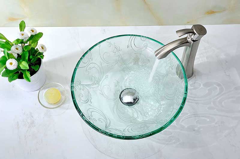 Anzzi Vieno Series Deco-Glass Vessel Sink in Crystal Clear Floral 5
