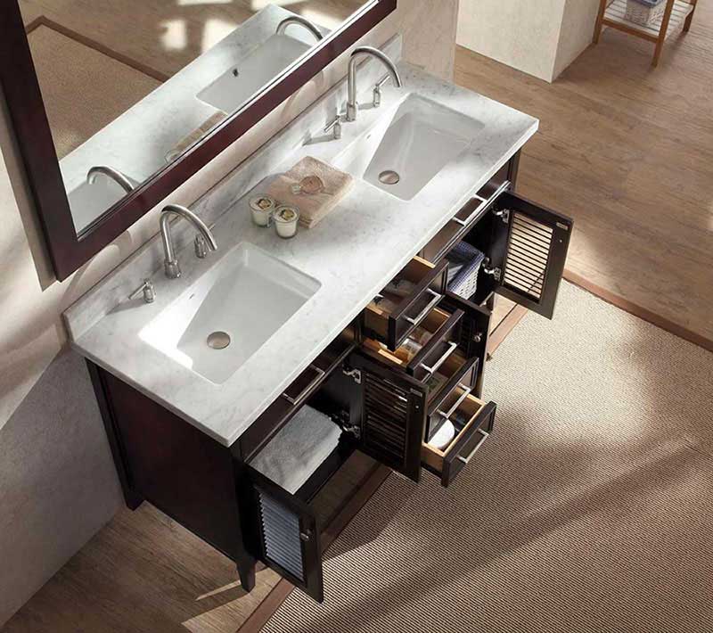 Ariel Kensington 61" Double Sink Vanity Set in Espresso 4