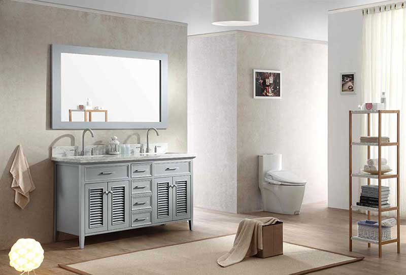 Ariel Kensington 61" Double Sink Vanity Set in Grey 2