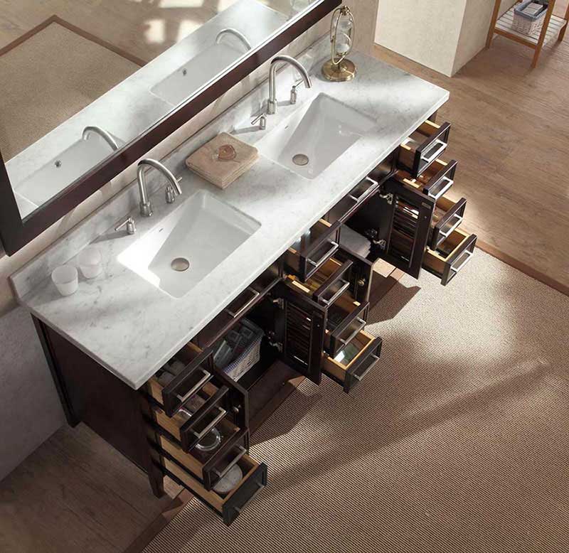 Ariel Kensington 73" Double Sink Vanity Set in Espresso 4