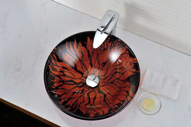 Anzzi Forte Series Deco-Glass Vessel Sink in Lustrous Red and Black 5