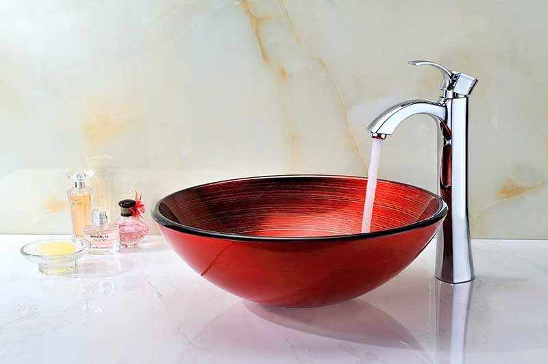 Anzzi Echo Series Deco-Glass Vessel Sink in Lustrous Red 6