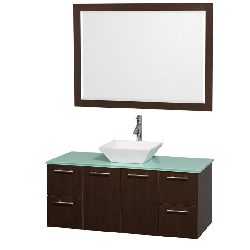 Wyndham Collection Amare 48" Wall-Mounted Bathroom Vanity Set with Vessel Sink - Espresso WC-R4100-48-ESP