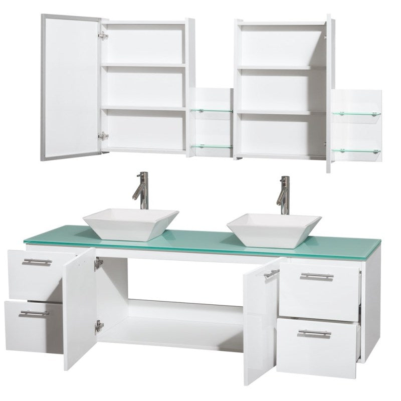 Wyndham Collection Amare 72" Wall-Mounted Double Bathroom Vanity Set with Vessel Sinks - Glossy White WC-R4100-72-WHT-DBL 3