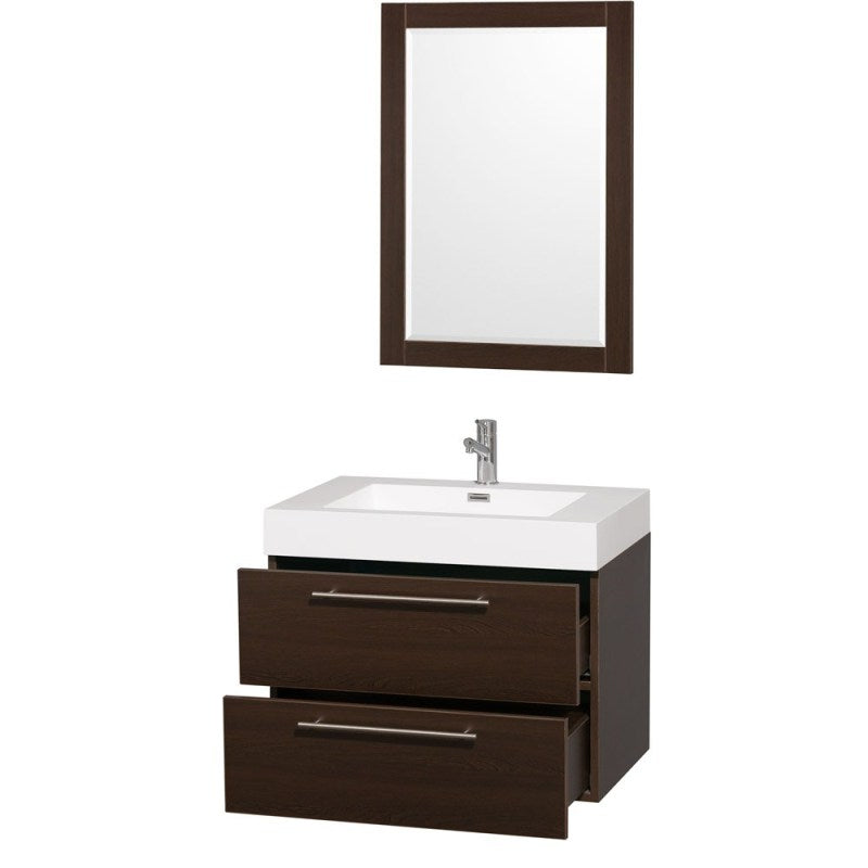 Wyndham Collection Amare 30" Wall-Mounted Bathroom Vanity Set with Integrated Sink - Espresso WC-R4100-30-VAN-ESP- 2