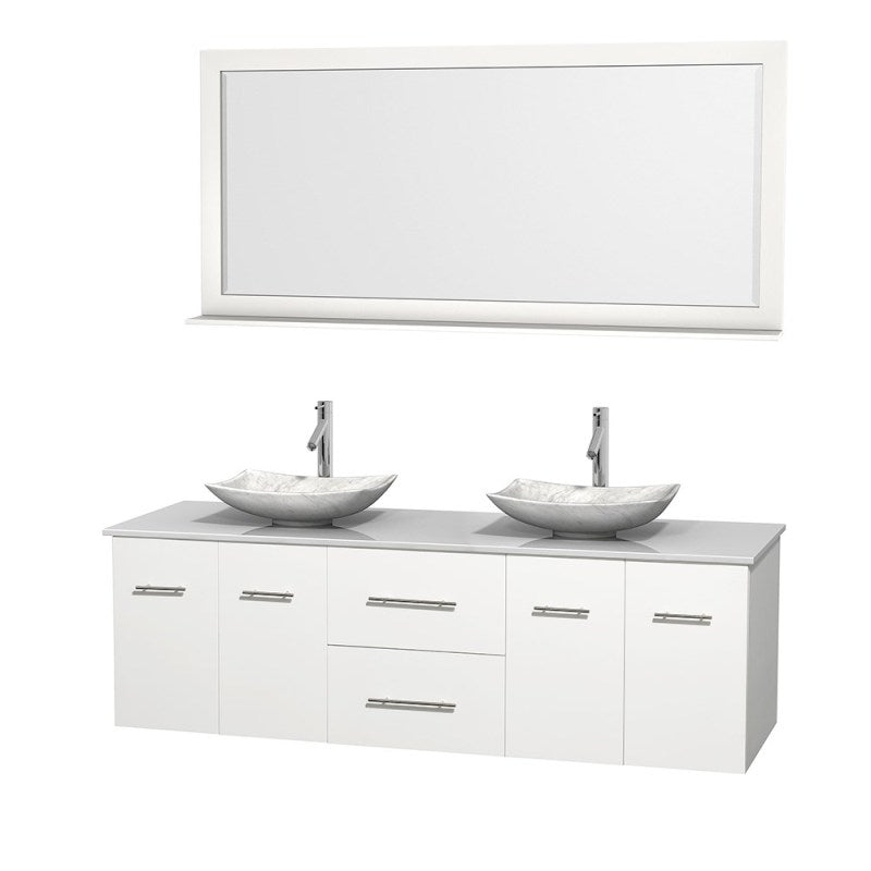 Wyndham Collection Centra 72" Double Bathroom Vanity Set for Vessel Sinks - Matte White WC-WHE009-72-DBL-VAN-WHT 2