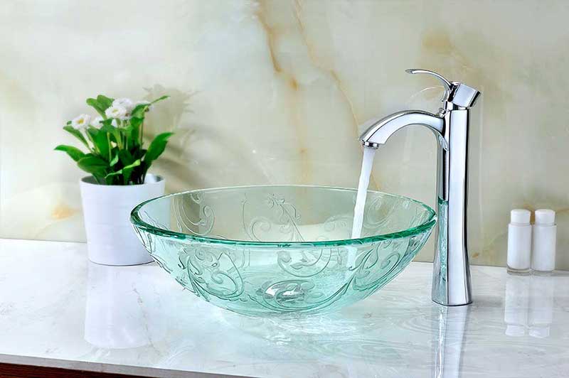 Anzzi Vieno Series Deco-Glass Vessel Sink in Crystal Clear Floral 3