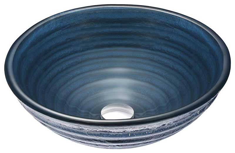 Anzzi Tempo Series Deco-Glass Vessel Sink in Coiled Blue with Fann Faucet in Brushed Nickel 2