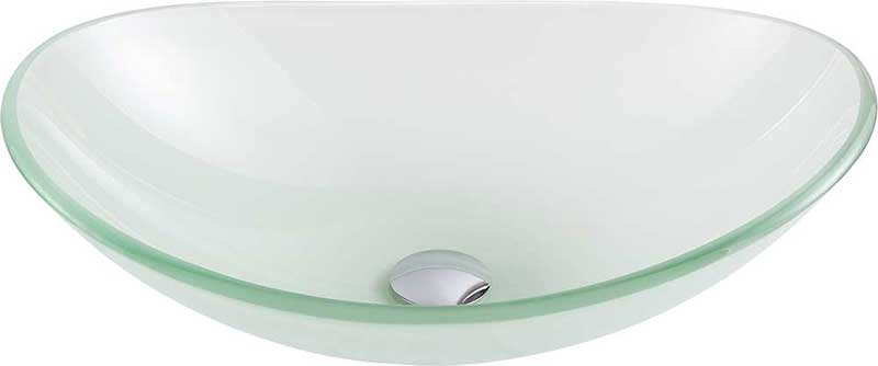 Anzzi Forza Series Deco-Glass Vessel Sink in Lustrous Frosted with Key Faucet in Polished Chrome 2
