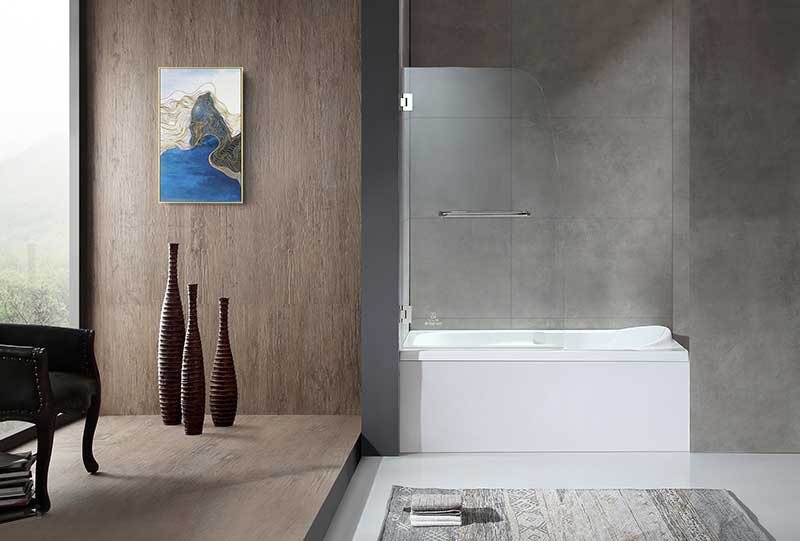 Anzzi Vensea Series 34 in. by 58 in. Frameless Hinged Tub Door in Chrome SD-AZ8074-01CH 4