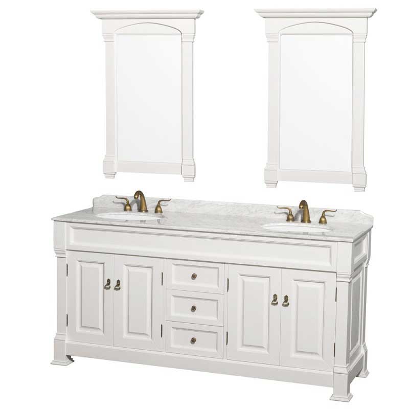 Wyndham Collection Andover 72" Traditional Bathroom Double Vanity Set - White WC-TD72-WHT 2
