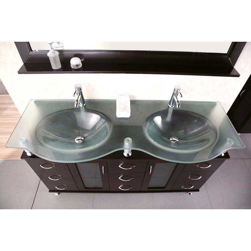 Design Element Huntington 60" Double Sink Vanity Set in Espresso 2
