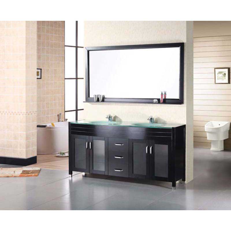 Design Element Waterfall 72" Double Sink Vanity Set in Espresso 2