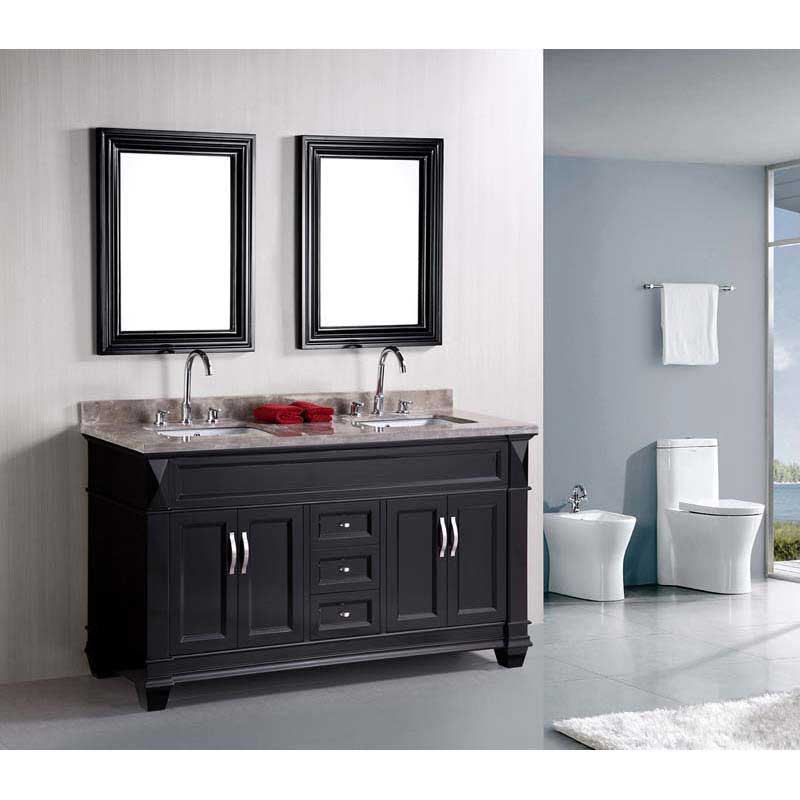 Design Element Hudson 60" Double Sink Vanity Set in Espresso 2