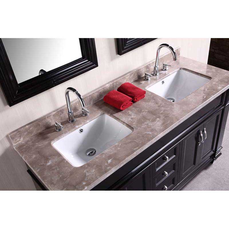 Design Element Hudson 60" Double Sink Vanity Set in Espresso 3